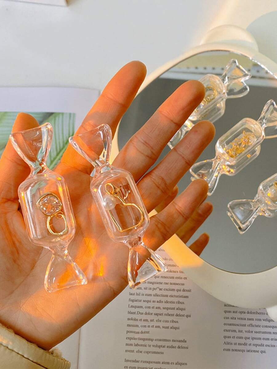 2pcs Mini Clear Candy Shaped Jewelry Storage Box,Novelty Plastic Earrings Necklace Storage Box For Home - Clear - View 1