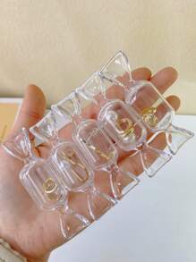 2pcs Mini Clear Candy Shaped Jewelry Storage Box,Novelty Plastic Earrings Necklace Storage Box For Home - Clear - View 3