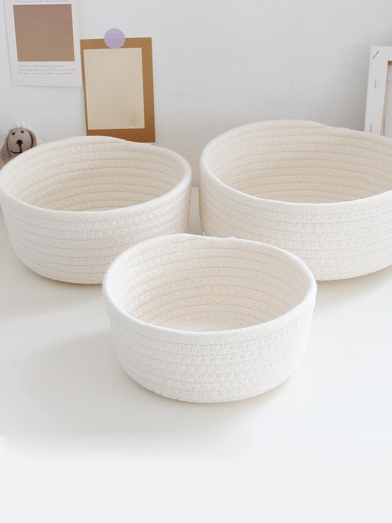 3pcs Woven Desktop Storage Basket - Beige - View 1