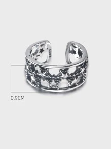 Anillo abierto con diseño de estrella plata - Plata antigua - Ver 6