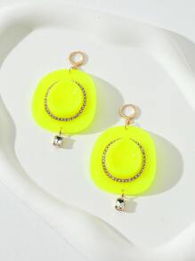 Rhinestone Decor Hat Drop Earrings - Green - View 2
