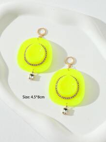 Rhinestone Decor Hat Drop Earrings - Green - View 4