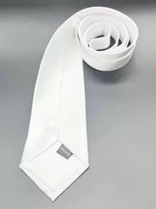 男士純色領帶，適用於婚禮、商務及休閒場合 - 白色 - 查看 2