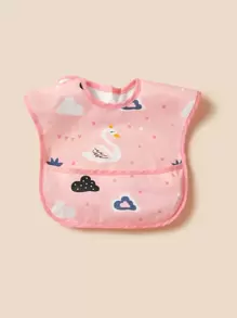 Baby Swan Print Bib - Pink - View 1