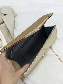 Glitter Metal Decor Flap Envelope Bag - Gold - View 4