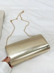 Glitter Metal Decor Flap Envelope Bag - Gold - View 5
