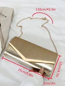 Glitter Metal Decor Flap Envelope Bag - Gold - View 6