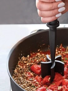 1pc Premium Heat Resistant Meat Grinder Smasher For Hamburger Meat Meat Beef Turkey Potato Masher Kitchen Tool Chopper - Black - View 2