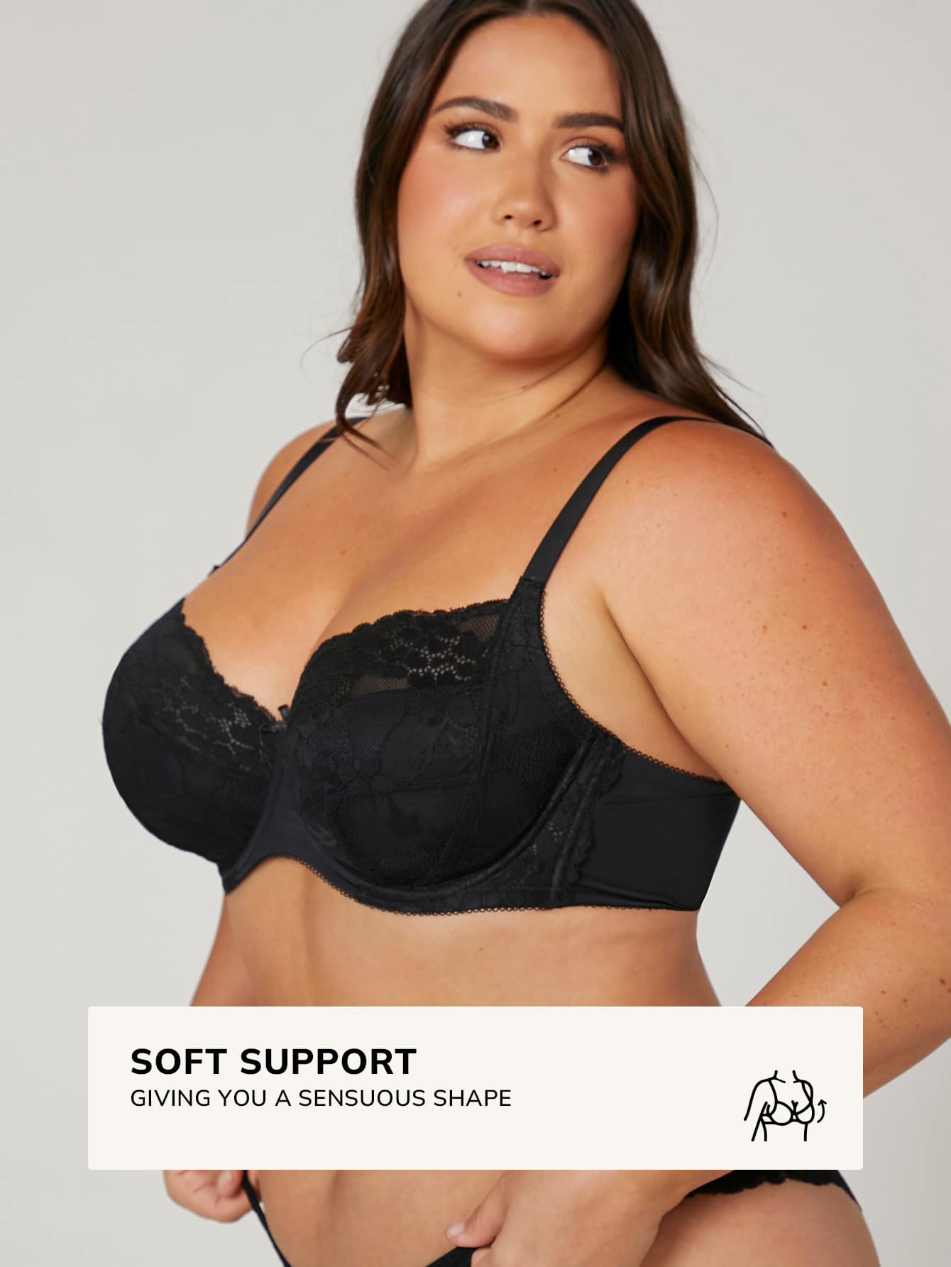 Plus Woman Full Coverage Black Lingerie Lounge Curve Support & Breathable Underwire Sexy Unlined Minimizer Lace Elegance Bra Bridal Intimates