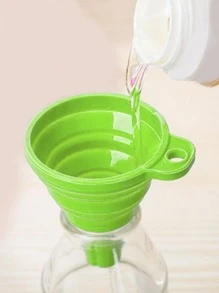 1入組可折疊漏斗食品漏斗可折疊廚房漏斗廣口罐頭漏斗奶瓶漏斗 - 綠色 - 查看 2