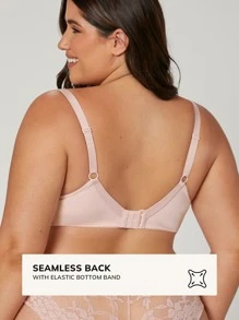 LUVLETTE Lencería sexy de talla grande, sujetador de encaje con cobertura completa y sin forro - Rosa - Ver 5