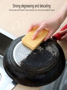 Esponja de limpieza de mezcla absorbente de 5 piezas, Kit de estropajo doméstico minimalista amarillo rectangular para cocina - Amarillo - Ver 10