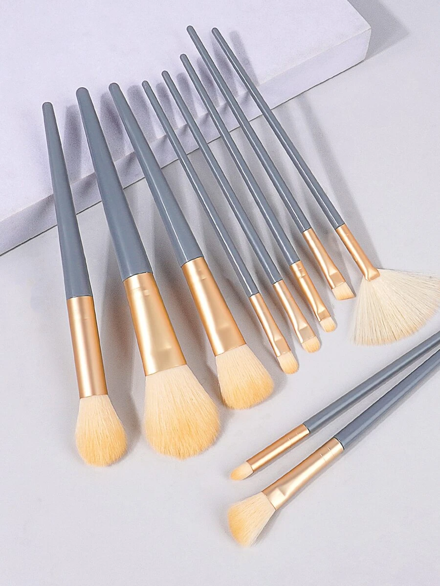 10支装黑色化妆刷套装，包含遮瑕刷、眼影刷、粉底刷，男女通用，化妆刷套装，化妆刷组合，化妆刷套装，全套化妆刷，化妆刷套装，化妆刷礼盒