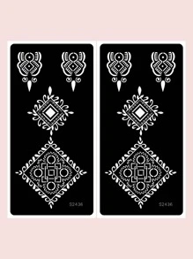 Tattoo Stencil Kit,2 Sheets Floral Pattern Tattoo Stencils for Women and Girls,Reusable Henna Stencils For Hand,Diy Tattooing Template,Tattoo Stickers for Face Paint Body Art - Black - View 1