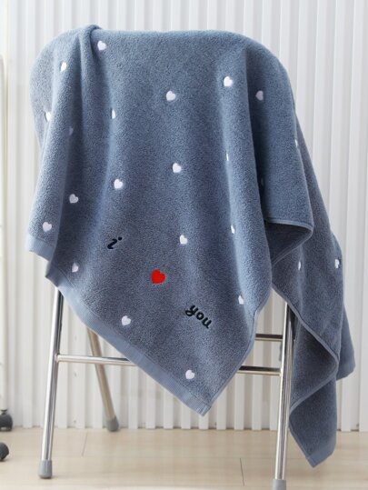 1 件毛巾/浴巾和 2 件套装（手巾 + 浴巾），豪华加厚吸水心形刺绣设计，泳池毛巾或 70*140 浴巾 - 超柔软、高吸水、快干、多用途毛巾，适用于家庭和浴室 - 时尚装饰，浴室配件家居浴室装饰美容院返校家庭浴室淋浴毛巾适用于美容院、酒店运动、家庭必需品、毛巾、皮肤护理