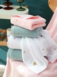1 pieza con luna y estrella con bordado Toalla & 1 pieza Toalla de baño - Blanco - Ver 5