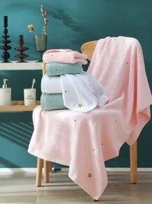 1 pieza con luna y estrella con bordado Toalla & 1 pieza Toalla de baño - Blanco - Ver 6