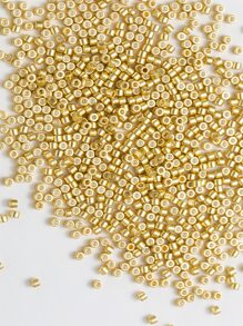 1200 顆/1 管/10 克 2 毫米電鍍金屬玻璃籽珠，用於服裝刺繡和珠寶製作 - 金黃色 - 查看 2
