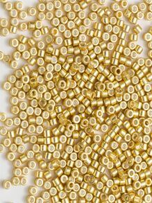 1200 顆/1 管/10 克 2 毫米電鍍金屬玻璃籽珠，用於服裝刺繡和珠寶製作 - 金黃色 - 查看 3