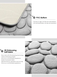 1pc Stone Pattern Anti-Slip Bath Rug Home Bathroom Decor Floor Carpet Outdoor Rug Door Mat Summer - Grey - View 3