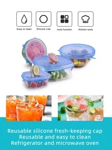 6pcs Silicone Stretchable Food Cover - Multicolor - View 4