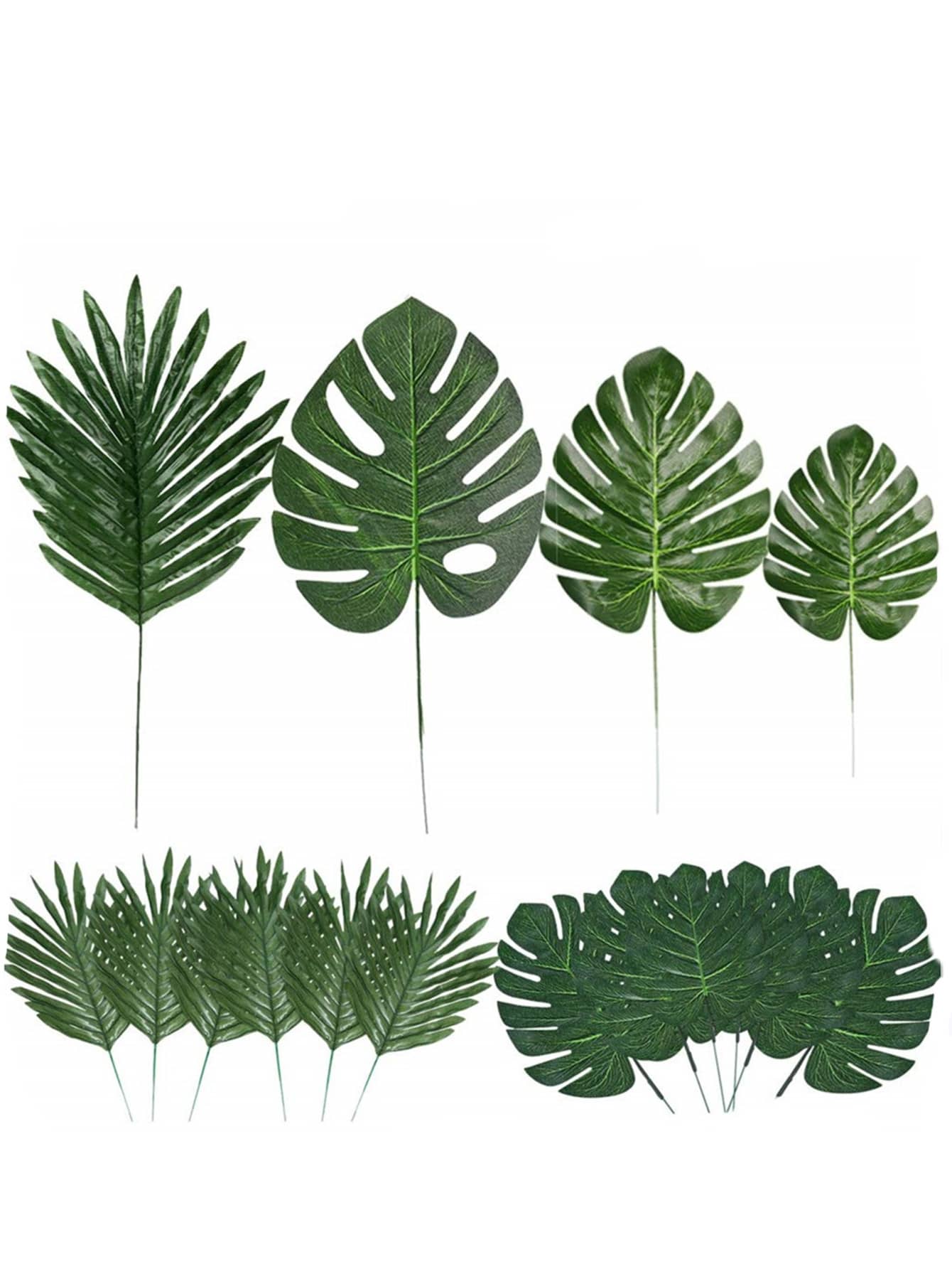 8pcs/set Artificial Tropical Leaf, Simple Polyester Artificial Leaf For Indoor And Outdoor - Green - View 1