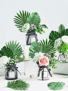 8pcs/set Artificial Tropical Leaf, Simple Polyester Artificial Leaf For Indoor And Outdoor - Green - View 5