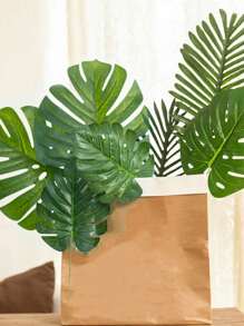 8pcs/set Artificial Tropical Leaf, Simple Polyester Artificial Leaf For Indoor And Outdoor - Green - View 3