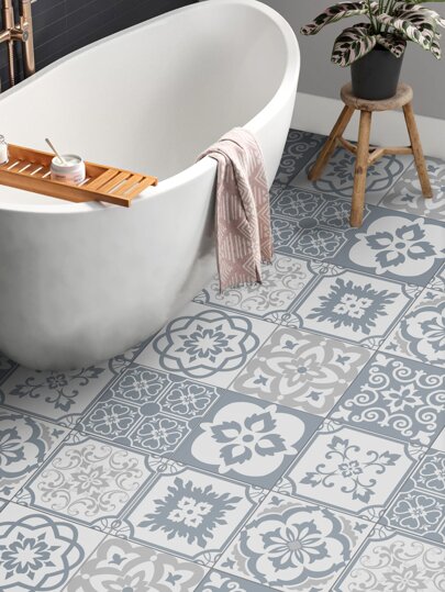 SUPSTICKER 9/24/36pcs Moroccan Pattern Waterproof & Wear-Resistant Ceramic Tile, 7.87x7.87 Inch Festival Decoration Gifts Birthday Graduation Floor Tiles Flooring Floor Tiles Self Adhesive Floor Tiles Peel Stick Floor Living Room Decor Room Decor Home Decor Kitchen