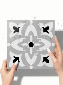 SUPSTICKER 9/24/36 件摩洛哥印花灰色和黑色防水 7.87x7.87 英寸瓷砖 拉玛装饰礼品生日毕业地砖地板地砖自粘地砖剥离粘贴地板客厅装饰房间装饰家居装饰厨房 - 彩色 - 查看 2