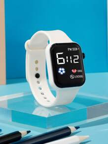 Niños Reloj electrónico impermeable cuadrado - Blanco - Ver 1