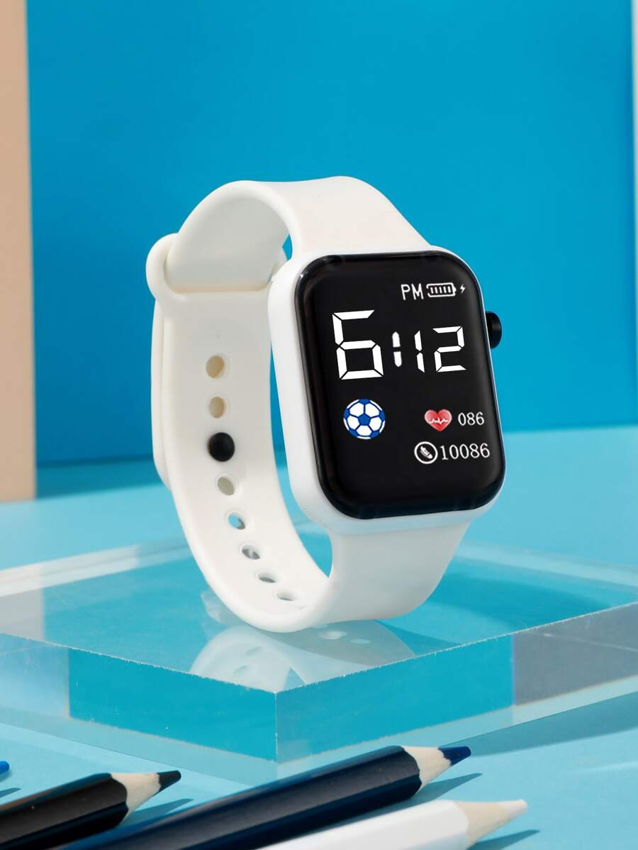 Niños Reloj electrónico impermeable cuadrado - Blanco - Ver 1