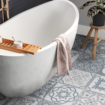 SUPSTICKER 9/24/36pcs Moroccan Pattern Waterproof & Wear-Resistant Ceramic Tile, 7.87x7.87 Inch Festival Decoration Gifts Birthday Graduation Floor Tiles Flooring Floor Tiles Self Adhesive Floor Tiles Peel Stick Floor Living Room Decor Room Decor Home Decor Kitchen