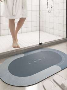 1pc Letter Graphic Bathroom Rug - Blue - View 6