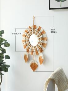 1pc Bead & Tassel Decor Macrame Wall Hanging - Multicolor - View 4