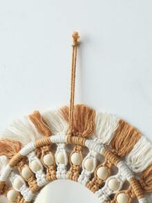 1pc Bead & Tassel Decor Macrame Wall Hanging - Multicolor - View 5