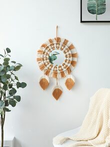 1pc Bead & Tassel Decor Macrame Wall Hanging - Multicolor - View 6