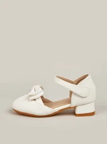 Girls Bow Decor Ankle Strap Flats - White - View 5