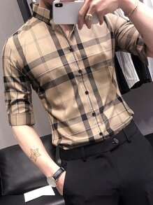 Manfinity Homme Men Plaid Print Shirt - Khaki - View 1