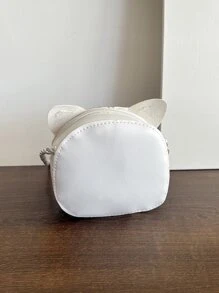 1 件 Young Girlpu 皮革拉鍊開合可愛貓童迷你斜背包適合四季日常使用