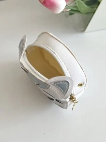 1 件 Young Girlpu 皮革拉鍊開合可愛貓童迷你斜背包適合四季日常使用