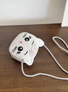 1 件 Young Girlpu 皮革拉鍊開合可愛貓童迷你斜背包適合四季日常使用