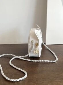 1 件 Young Girlpu 皮革拉鍊開合可愛貓童迷你斜背包適合四季日常使用