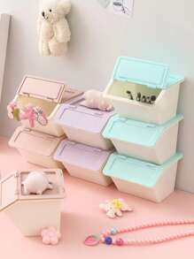 1pc Hộp lưu trữ văn phòng phẩm hai tông màu - Nhiều màu - Xem 3