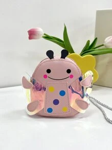 1入組青少女用pu皮拉鍊封口可愛蜜蜂迷你斜挎包,適用於日常使用