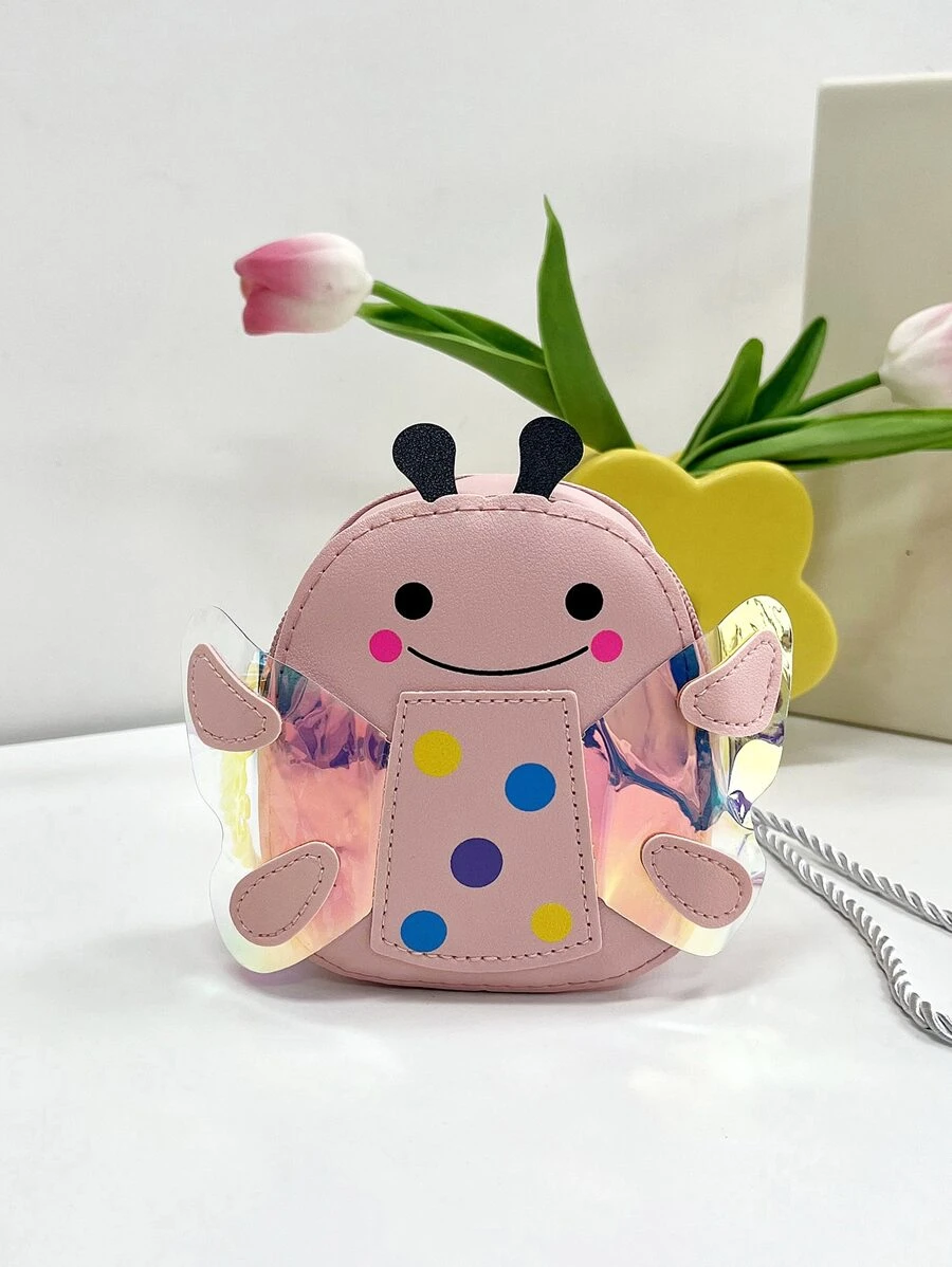 1入組青少女用pu皮拉鍊封口可愛蜜蜂迷你斜挎包,適用於日常使用