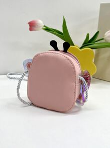 1入組青少女用pu皮拉鍊封口可愛蜜蜂迷你斜挎包,適用於日常使用