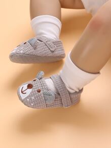 Bebé Zapatos mary jane con bordado de oso de dibujos animados - Gris - Ver 4