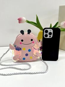 1入組青少女用pu皮拉鍊封口可愛蜜蜂迷你斜挎包,適用於日常使用