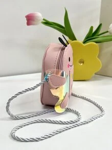 1入組青少女用pu皮拉鍊封口可愛蜜蜂迷你斜挎包,適用於日常使用